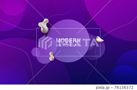 Abstract composition in blue with a gradient, a set of circles, wavy lines 76136372