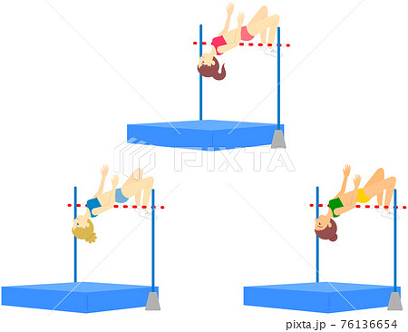 走り高跳びをする女性アスリートのイラストのイラスト素材