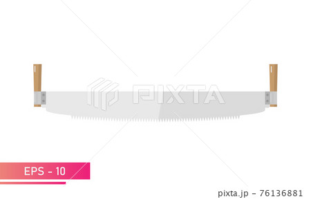 A woodcutters hand saw. Realistic design. On a white background. Tools for the woodcutter. Flat vector illustration. 76136881