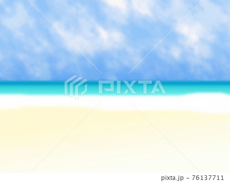 空と海と砂浜のビーチの風景イラスト No 02のイラスト素材