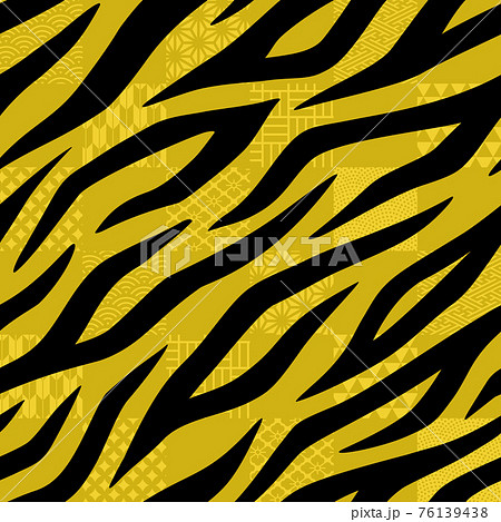 和柄と虎柄の金のパターン背景素材のイラスト素材