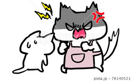 お母さんに怒られる子ネコのイラスト素材 [76140521] - PIXTA