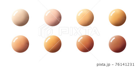 Liquid bb cream or foundation drops swatch. Set glow CC cream sample isolated Liquid bb cream or foundation drops swatch. Set glow CC cream sample isolated 76141231
