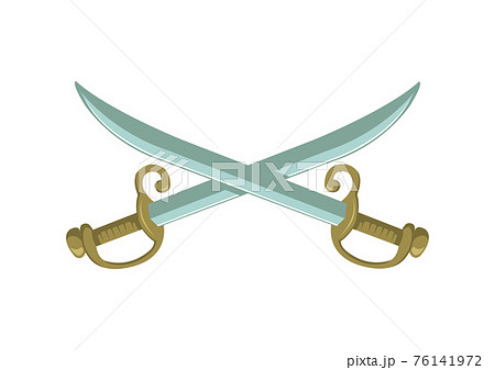クロスしたサーベル 剣 ソードのカラーベクターイラストのイラスト素材