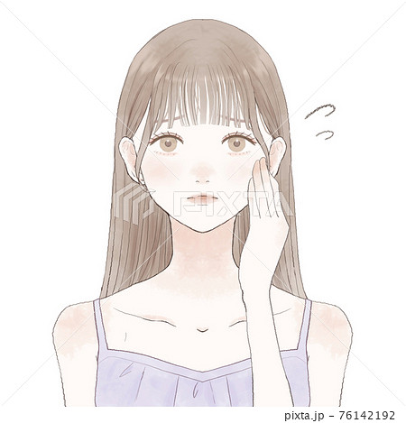 困っている女性 スキンケアのイメージ 困っている女性 スキンケアのイメージ 76142192