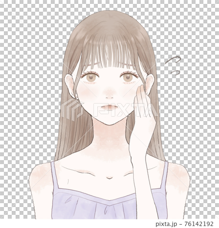 困っている女性 スキンケアのイメージ 困っている女性 スキンケアのイメージ 76142192