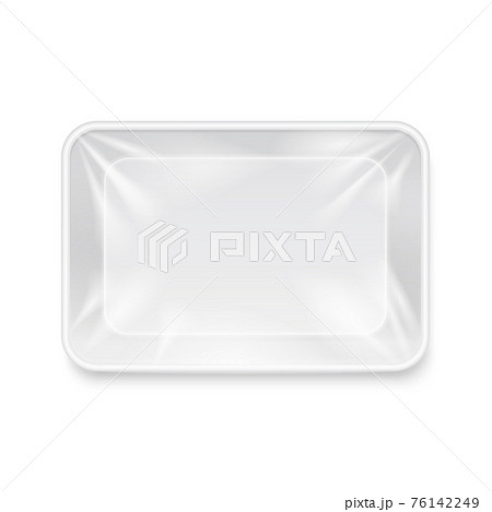 Empty white plastic food container, packaging tray template 76142249