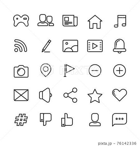 Web, social network, media and communication thin line icons 76142336