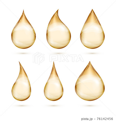 Realistic oil drops set isolated white background 76142456