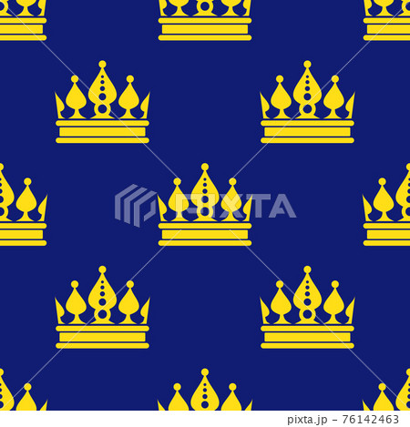 Golden crowns blue seamless pattern Golden crowns blue seamless pattern 76142463