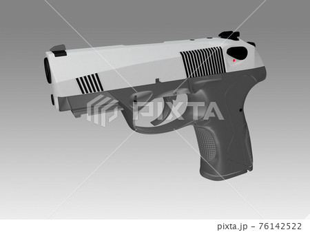 Pistol 3d style isolated on white background 3d illustration 76142522
