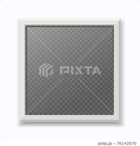 Realistic white picture frame, modern empty photo isolated on wall 76142670