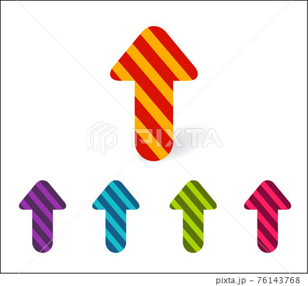 Set of colored arrows pointing up. New bright striped arrows for Set of colored arrows pointing up. New bright striped arrows for 76143768
