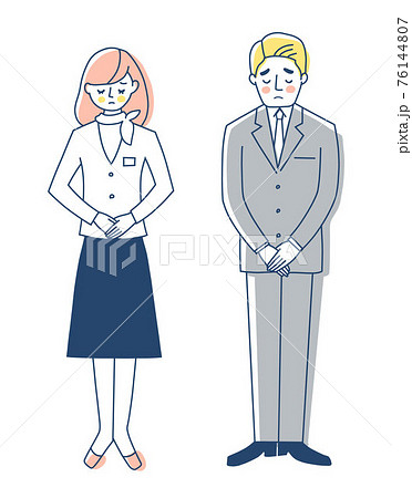 ビジネスパーソン お詫びをする男女のイラスト素材