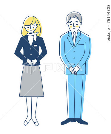 ビジネスパーソン お詫びをする男女のイラスト素材