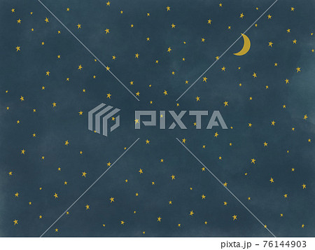 満天の星と三日月の風景イラスト 76144903