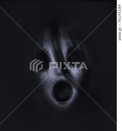 おばけ / 怖い顔 / 青色 おばけ / 怖い顔 / 青色 76145584