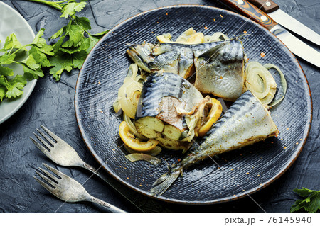 Baked or steamed fish mackerel Baked or steamed fish mackerel 76145940