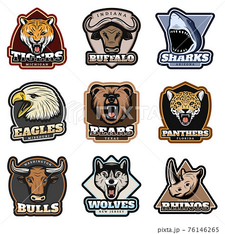 Colorful Wild Animals Labels Set 76146265