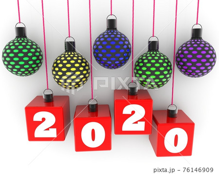 Concept of 2020 with abstract Christmas balls on a white background 76146909