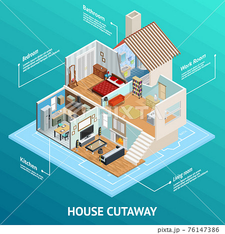 Isometric House Profile Concept 76147386