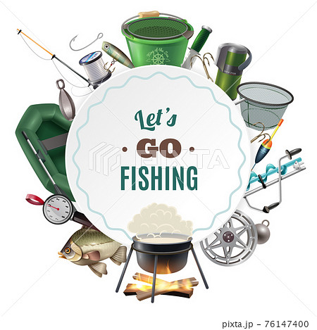 Freshwater Fishing Sport Round Frame Composition Freshwater Fishing Sport Round Frame Composition 76147400