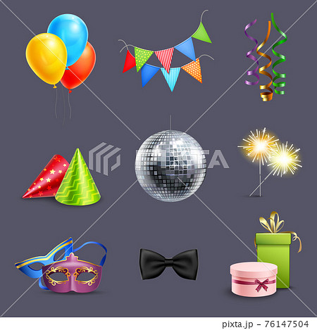 Realistic Celebration Icons Realistic Celebration Icons 76147504
