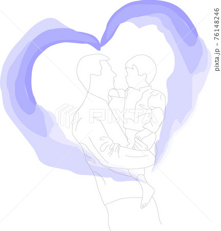 Contouring line drawing vector illustration. Father with son in hands. Father's day greeting card.  76148246