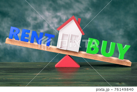 Buy and rent house balancing on seesaw Buy and rent house balancing on seesaw 76149840