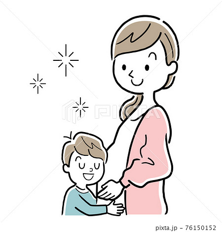 ベクターイラスト素材 妊娠中の母と子供のイラスト素材
