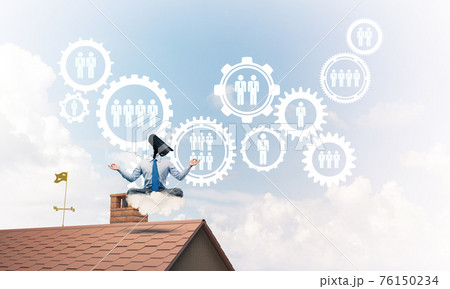 Concept of security and privacy protection with camera headed ma 76150234