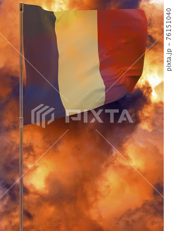 Chad flag on pole with sky background Chad flag on pole with sky background 76151040