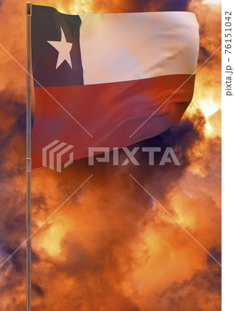 Chile flag on pole with sky background 76151042
