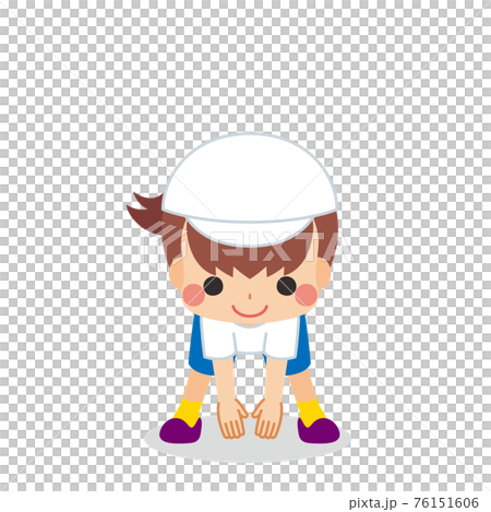 Illustration of a cute little girl bending forward Stretching Preparatory exercise Preparatory gymnastics White background Illustration of a cute little girl bending forward Stretching Preparatory exercise Preparatory gymnastics White background 76151606