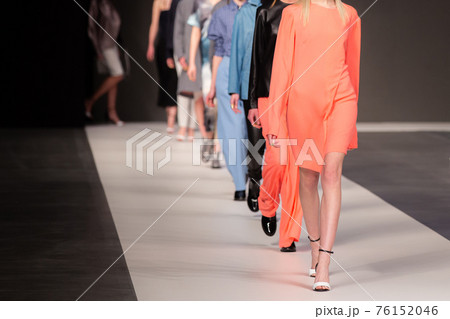 Fashion Show, Catwalk Runway Event, Fashion Week themed photograph. Models walking fashion show finale. Fashion Show, Catwalk Runway Event, Fashion Week themed photograph. Models walking fashion show finale. 76152046