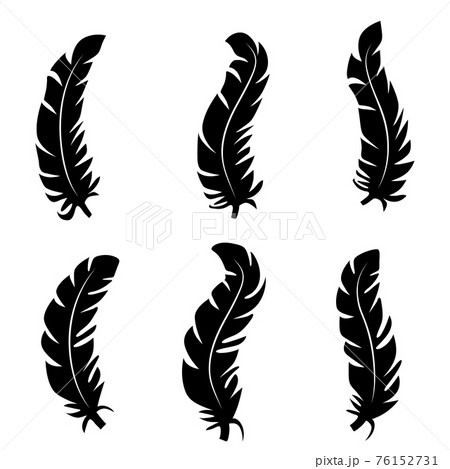 illustration of an old feather. Feather feather silhouette. Retro image of letter with feather icon. illustration of an old feather. Feather feather silhouette. Retro image of letter with feather icon. 76152731