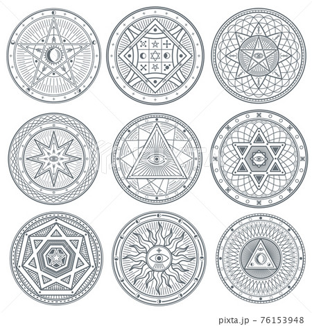 Occult, mystic, spiritual, esoteric symbols 76153948