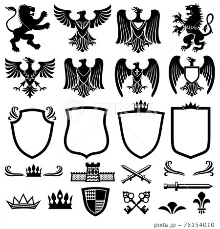 Family coat of arms elements for heraldic royal emblems Family coat of arms elements for heraldic royal emblems 76154010