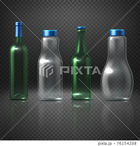 Empty glass bottles for alcoholic and nonalcoholic beverages, beer, wine, vodka, juice 76154208