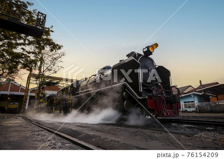SRT Pacific steam locomotive No.824 and 850 at Thonburi train depot to prepare for check and maintenance. SRT Pacific steam locomotive No.824 and 850 at Thonburi train depot to prepare for check and maintenance. 76154209