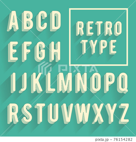 Retro poster alphabet. Retro font with shadow. Latin alphabet letters 76154282