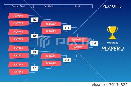 Decoration of playoffs schedule template on blue background. Creative Design Tournament Bracket. Decoration of playoffs schedule template on blue background. Creative Design Tournament Bracket. 76154322