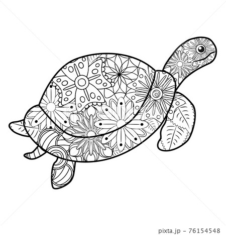 Zentangle stylized turtle. Animals. Hand drawn... - Stock Illustration  [76154548] - PIXTA