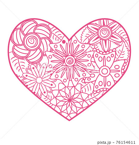 heart-shaped pattern for coloring book. inのイラスト素材