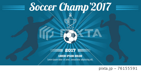 Blue horizontal football, soccer poster template 76155591