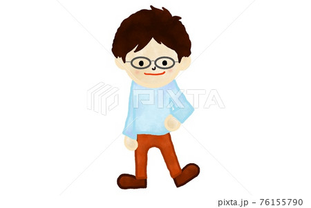 青年キャラクター（優兄ちゃん）めがねのイラスト素材 [76155790] - PIXTA