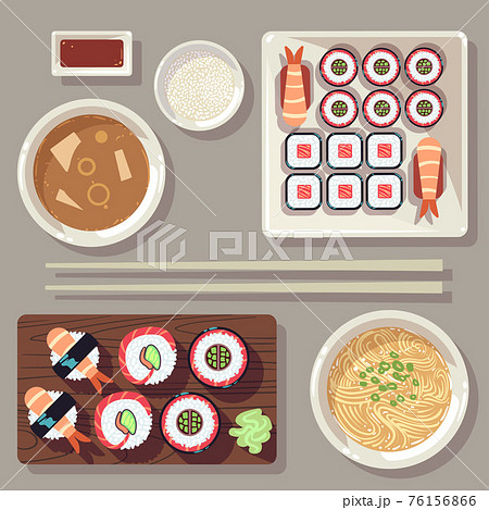 Japanese food illustration set 76156866