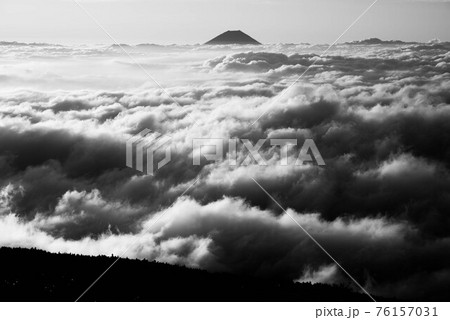 南アルプス千枚岳より望む雲上の富士山(モノクロバージョン) 76157031