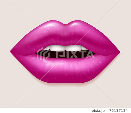 Realistic pink woman lips 76157134
