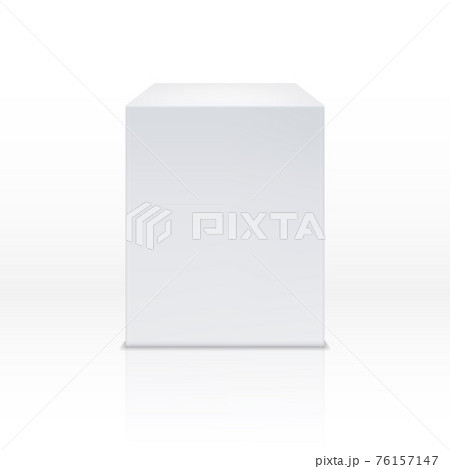 Realistic white cube box, 3d podium, blank pedestal illustration 76157147